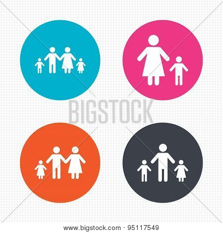 Family with two children sign. Parents and kids.