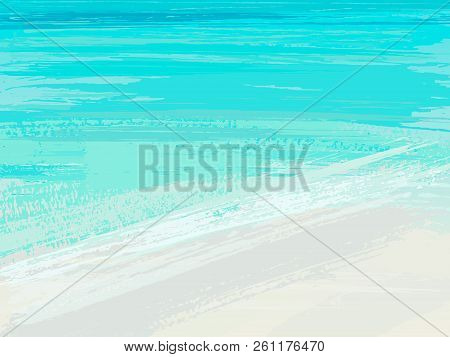 Summer Sea. Background With Blue Brush Stroke. Vector Illustrati