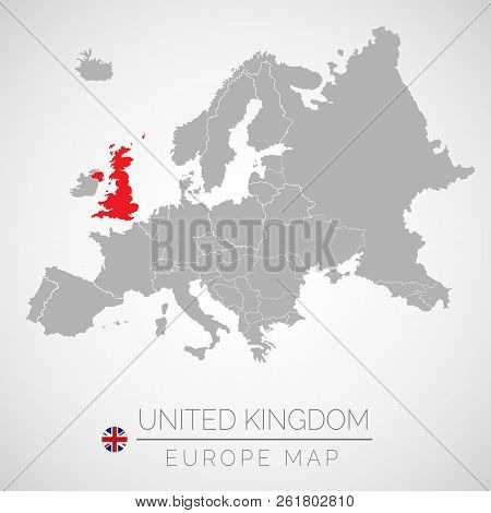 Map Of European Union With The Identication Of United Kingdom. Map Of United Kingdom. Political Map 