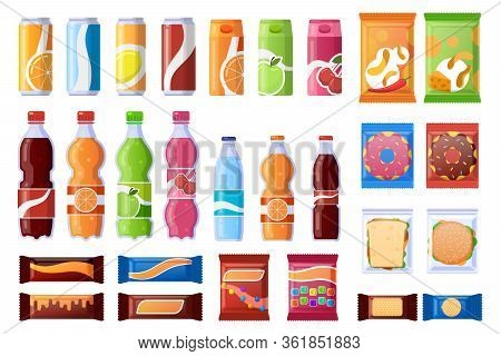 Vending Machine Snack. Beverages, Sweets And Wrapper Snack, Soda, Water. Vending Products, Machine B