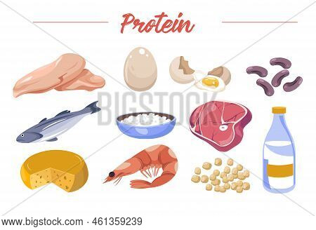 Protein Rich Food, Meat And Nuts, Eggs And Milk