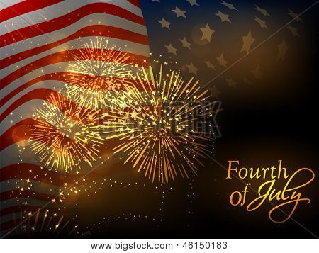 4th July, American Independence Day celebration background with waving national flag.