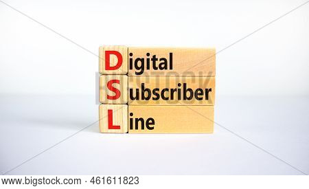 Dsl Digital Subscriber Line Symbol. Concept Words Dsl Digital Subscriber Line On Blocks. Beautiful W