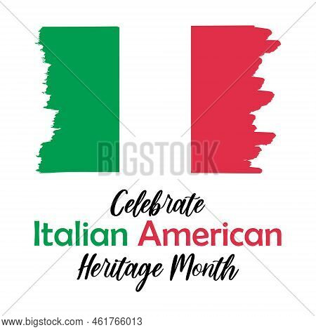 Italian American Heritage Month Simple Banner With Text And Paint Textured Italian Flag Gren And Red