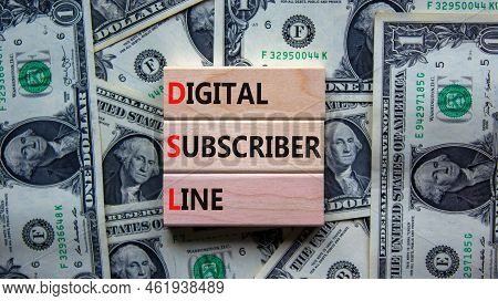 Dsl Digital Subscriber Line Symbol. Concept Words Dsl Digital Subscriber Line On Wooden Blocks. Beau