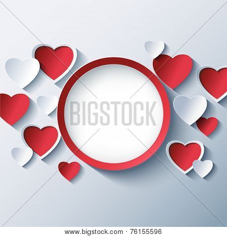 Love Background,valentines Day Frame With 3D Hearts