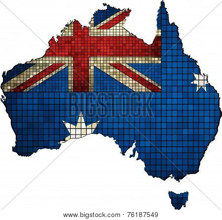 Australia map with flag inside