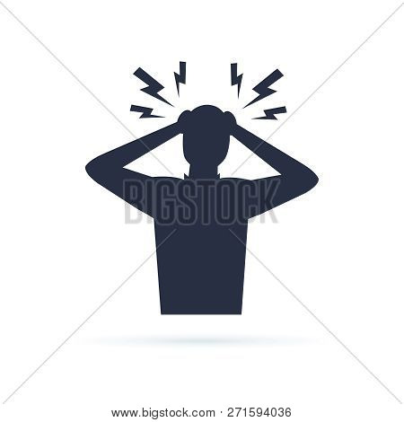 Headache Glyph Icon. Silhouette Symbol. Anger And Irritation. Frustration. Nervous Tension. Aggressi