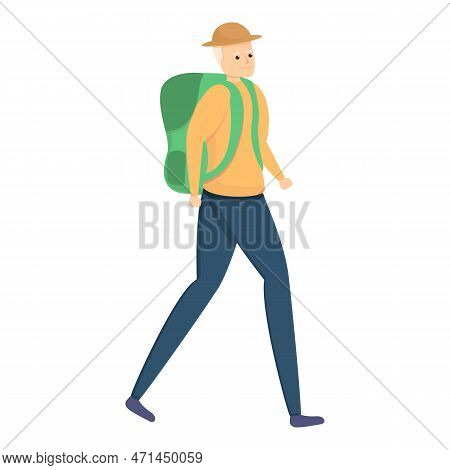 Backpack Elderly Man Icon. Cartoon Of Backpack Elderly Man Icon For Web Design Isolated On White Bac