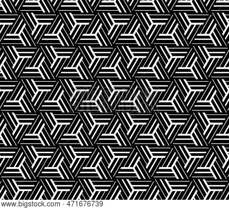 Abstract Geometric Pattern With Stripes, Lines. Seamless Vector Background. White And Black Ornament