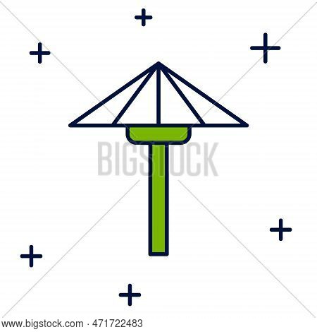 Filled Outline Traditional Japanese Umbrella From The Sun Icon Isolated On White Background. Vector