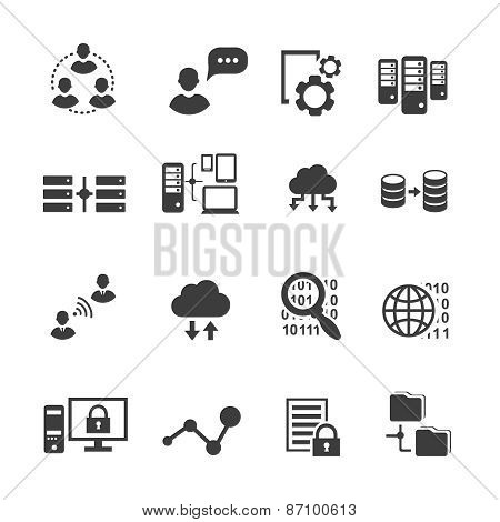 Big data icon set, data analytics, cloud computing. digital  processing vector