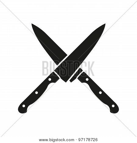 The crossed knives icon. Knife and chef, kitchen symbol. Flat