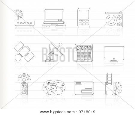Business, le icone di tecnologia delle comunicazioni