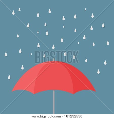 Umbrella on gren background vector concept. Rain illustration in modern flat style. Color picture for design web site, web banner, printed material. Umbrella icon.