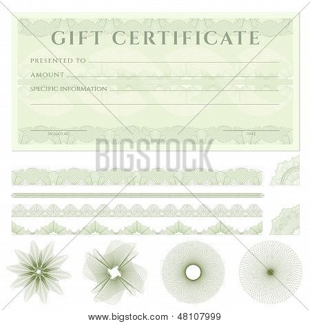 Gift certificate (voucher / coupon) template (banknote, money, currency, cheque, check)