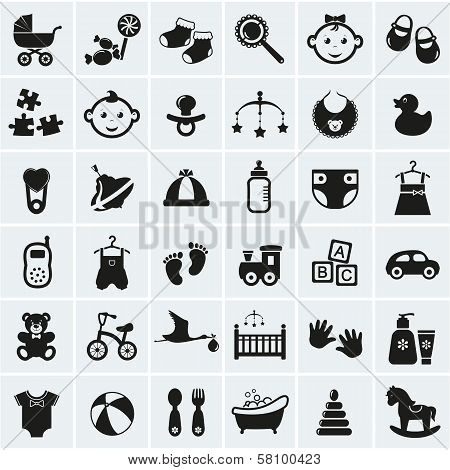 Baby Icons Set. Vector Illustration.