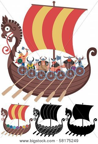 Viking Ship On White