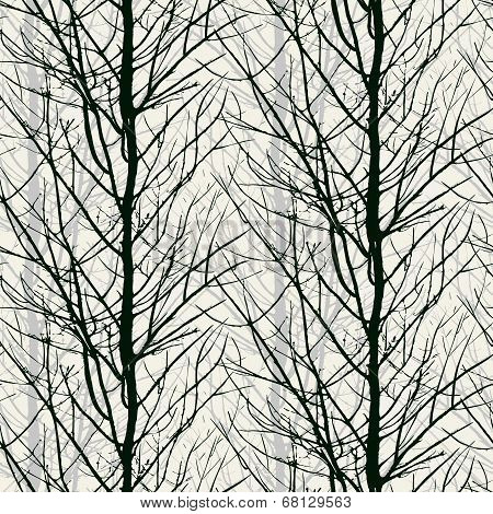 Pattern with trees silhouettes in black