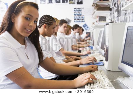 Teen Pupils Using School Computers