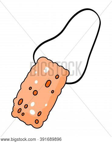 Vector Icon In Cartoon Style Isolated At White Background. Orange Porous Wisp At String For Comforta