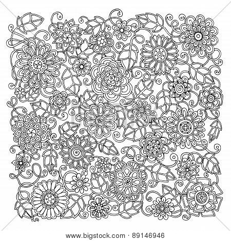 Ethnic floral retro doodle background pattern circle in vector.