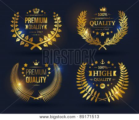 Vector quality emblems with laurel wreath.