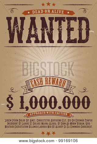 Wanted Vintage Western Poster