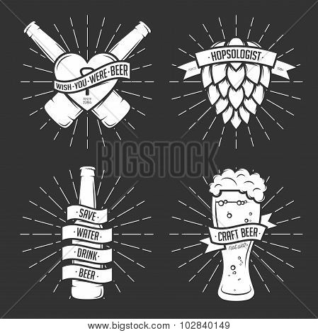 Set of t-shirt beer prints. Vintage vector illustration.