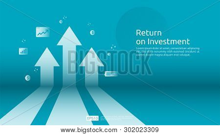 Return On Investment Roi, Profit Opportunity Concept. Business Growth Arrows To Success. Arrow With 