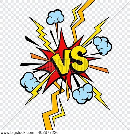 Vs Or Versus Comic Design Isolated On Transparent Background. Vector Comics Book Battle Or Fight Vs 