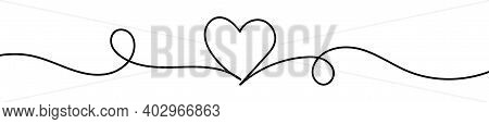 Heart Line Art Drawing Vector Illustration. Continuous One Line Drawing Heart. Abstract Love Symbol.