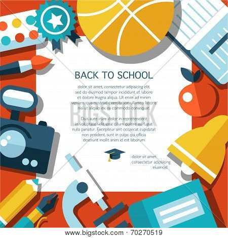 Vector school flat design flyer template