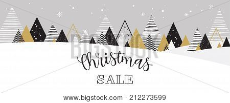 Christmas winter landscape background. christmas sale. christmas sale banner