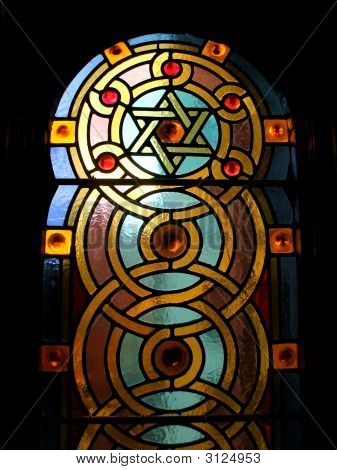 Stained Glass Window In Jewish Temple