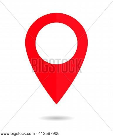 Pin Of Map. Icon Of Drop Pin. Place Of Location. Red Gps Marker. Geo Point For Position And Navigati