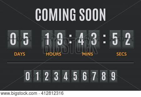 Countdown Flip Timer. Flip Clock Days, Hours And Minutes Counter, Flipclock Counting Display. Date T