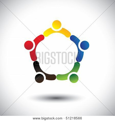 Unity In People Community, Solidarity & Friendship- Concept Vector