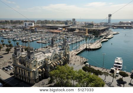 Aerial View Over Port Vell, Barcellona, Spagna