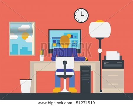 Illustration Of A Manager Working In The Office