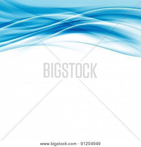 Contemporary Abstract Blue Wave Border Hi-tech