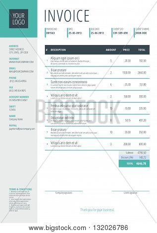 Business Invoice Template. Vector Illustration. Invoice Form. Stationery Design