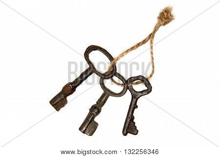 Old keys from the door tied with rope