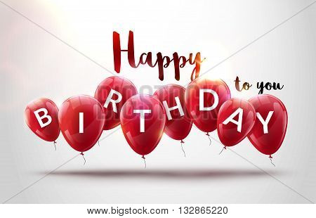 Happy birthday balloons celebration. Birthday party decoration design. Festive baloons lettering template.