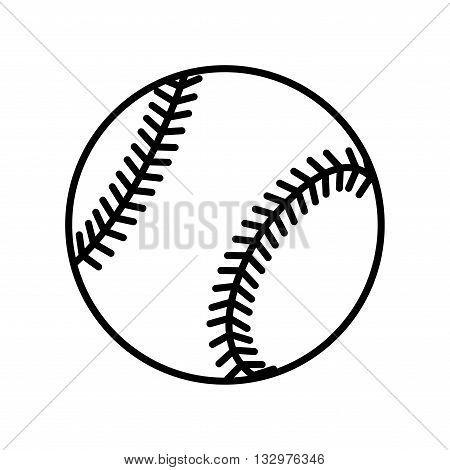 Baseball ball sign. Black softball icon isolated on white background. Equipment for professional american sport. Symbol of play team game and competition recreation. Flat design Vector illustration