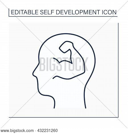 Self-confidence Line Icon. Realistic Confidence In Own Judgment, Ability, Power. Psychologically Str