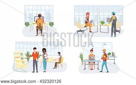 Working People. Office Staff, Work And Communication. Head And Subordinates. Various Workers, Manage