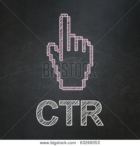 Finance concept: Mouse Cursor and CTR on chalkboard background