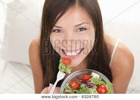 Woman Eating Salad