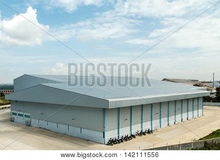 Architectural detail of metal roofing on commercial construction